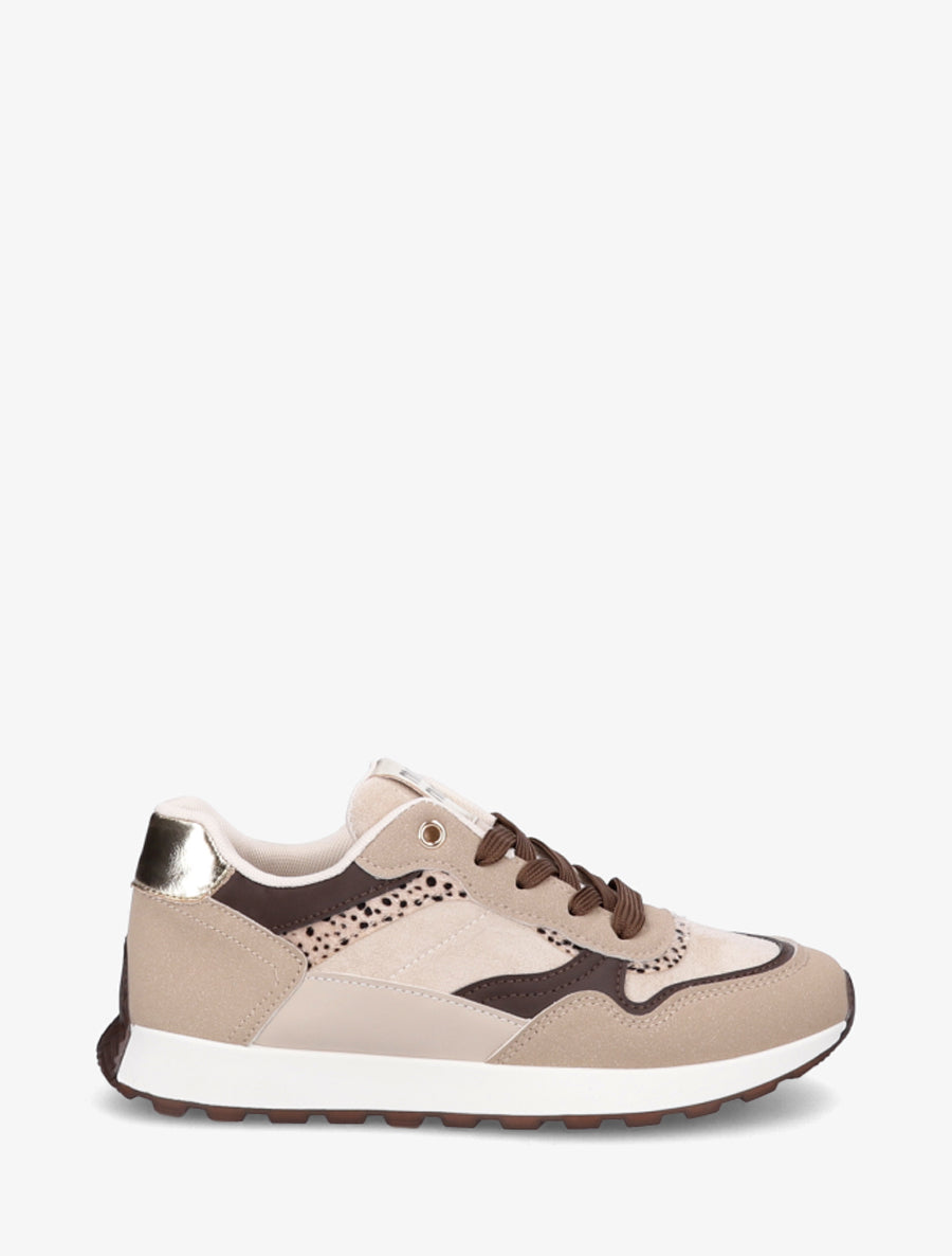 Sneakers à bandes contrastantes - Beige - 1