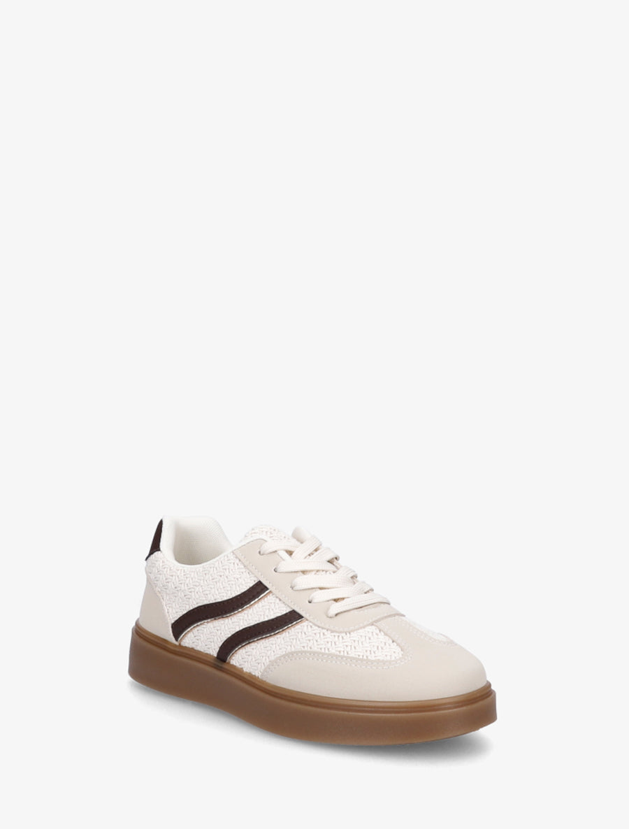 Baskets en crochet à bandes contrastantes - Beige - 2