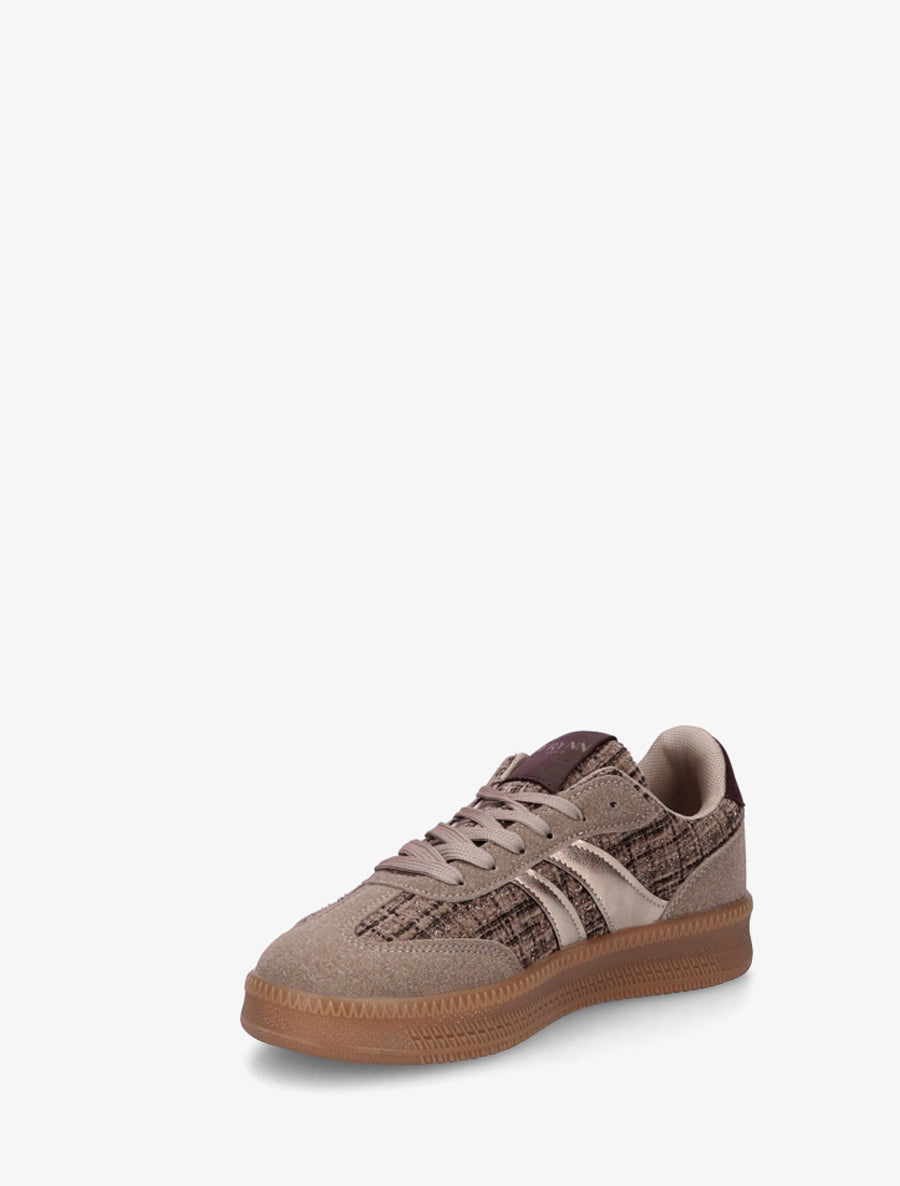 Sneakers à quartier effet tweed - Taupe - 3