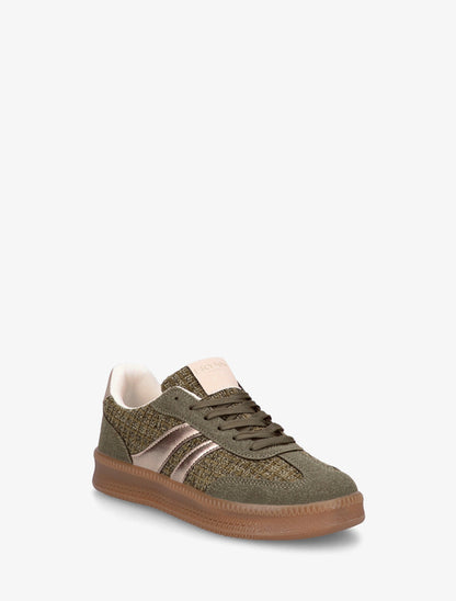 Sneakers à quartier effet tweed - Kaki - 2