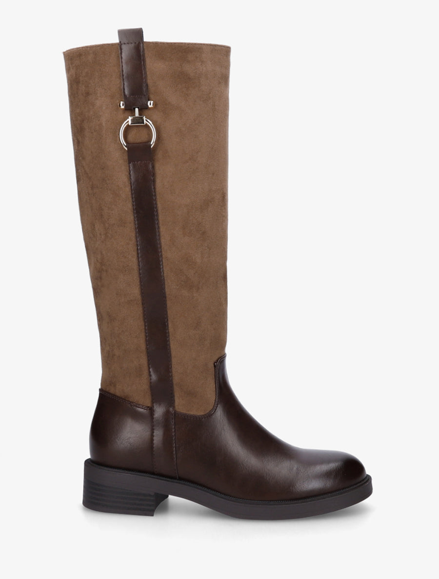 Bottes cavalière à boucle bijou - Marron - 1