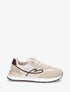 Baskets effet nubuck et dentelle pailletée - Beige - 1