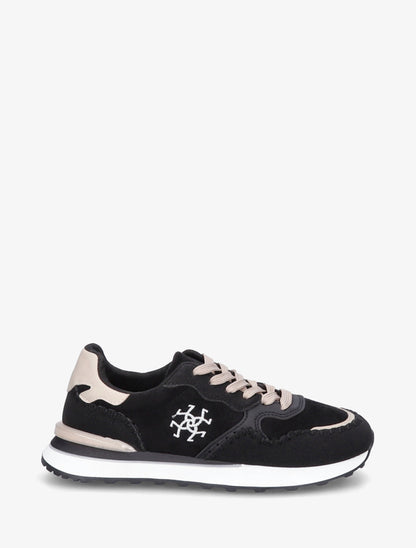 Sneakers à empiècement effet nubuck et suédine - Noir - 1