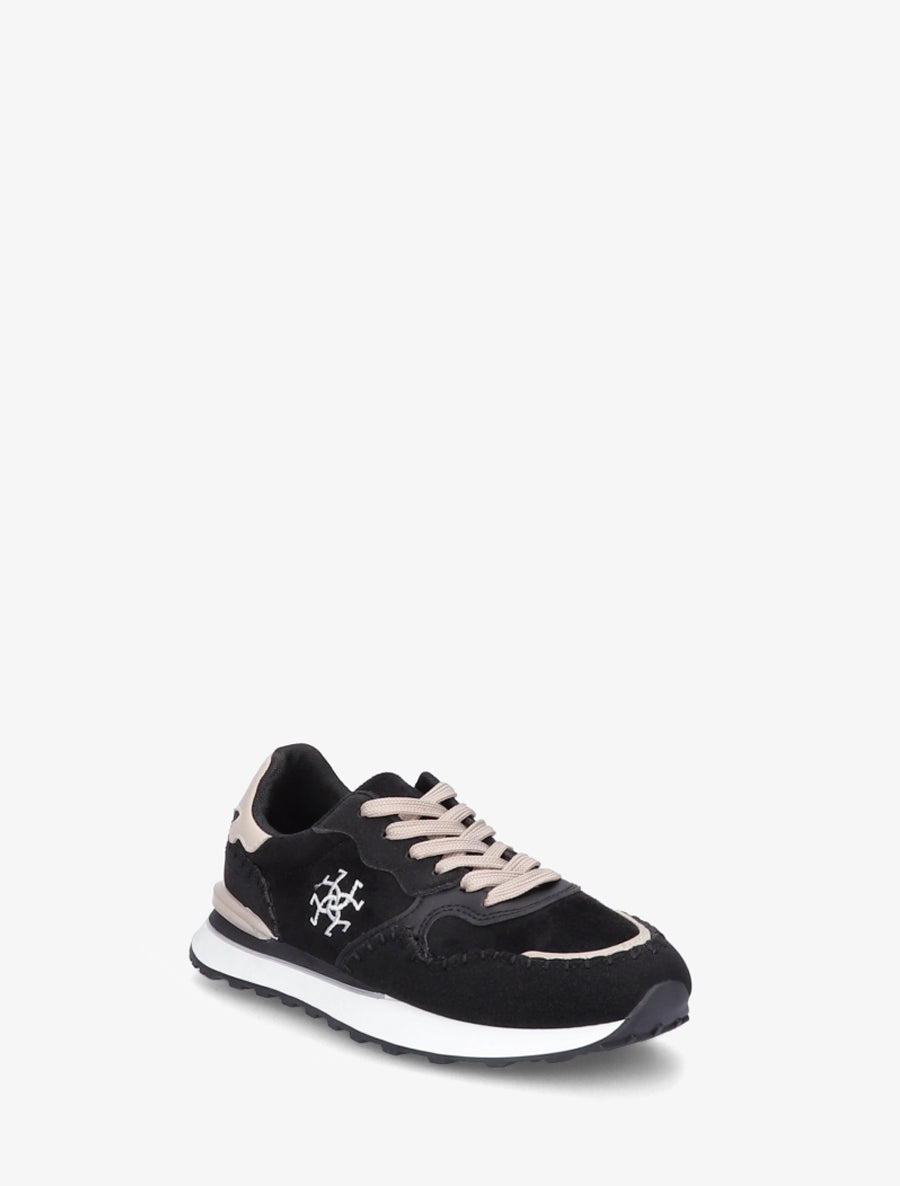 Sneakers à empiècement effet nubuck et suédine - Noir - 2
