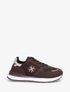 Sneakers à empiècement effet nubuck et suédine - Marron - 1