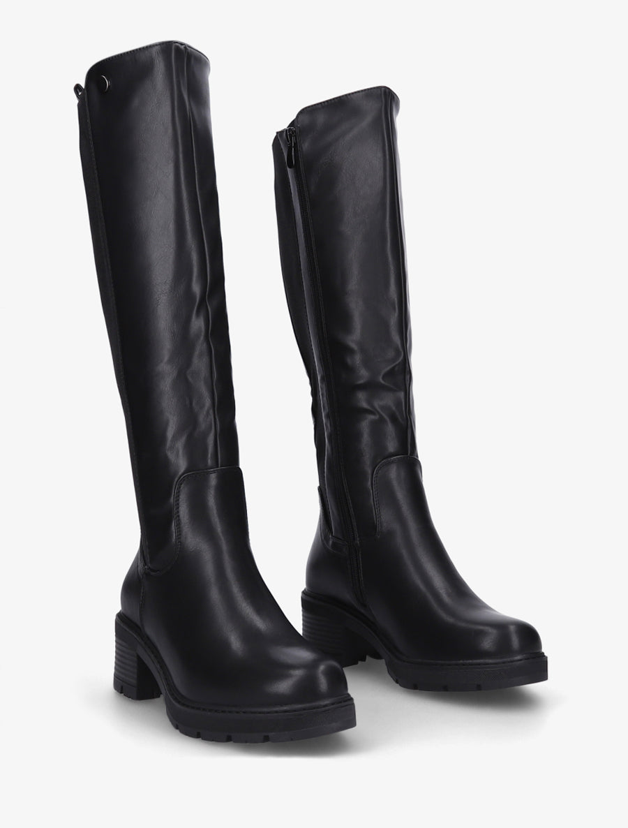 Bottes élastiquées à talon - Noir - 4