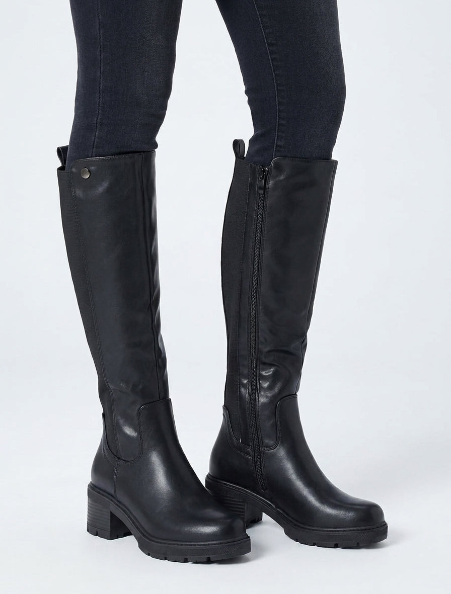 Botas elásticas con tacón - Negro