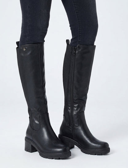 Botas elásticas con tacón - Negro