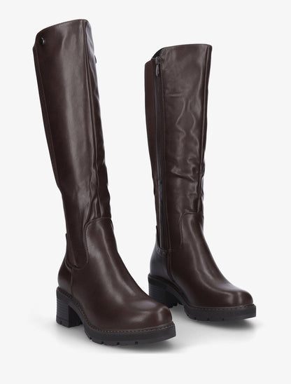 Bottes élastiquées à talon - Marron - 4