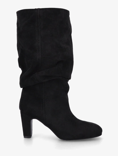 Bottes en suédine froncées à bouts ronds - Noir - 1