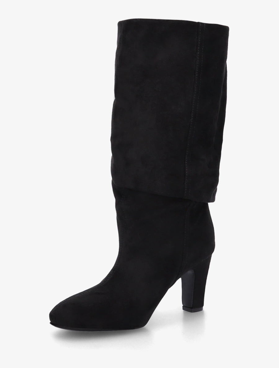 Bottes en suédine froncées à bouts ronds - Noir - 3