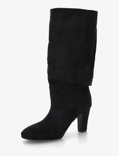 Bottes en suédine froncées à bouts ronds - Noir - 3