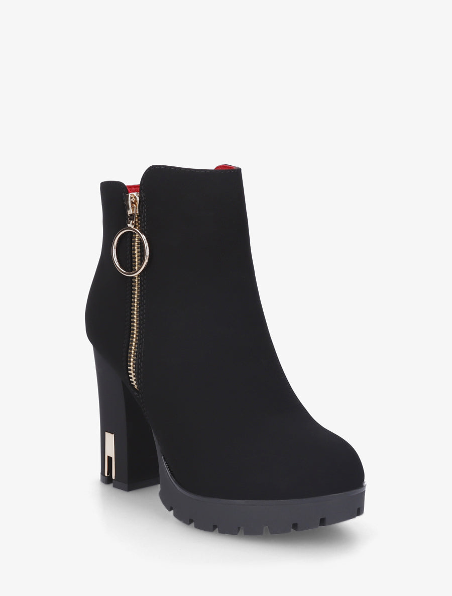 Bottines à talon et zip - Noir - 2
