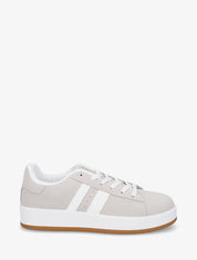 Sneakers effet nubuck à bandes contrastantes - Gris - 1