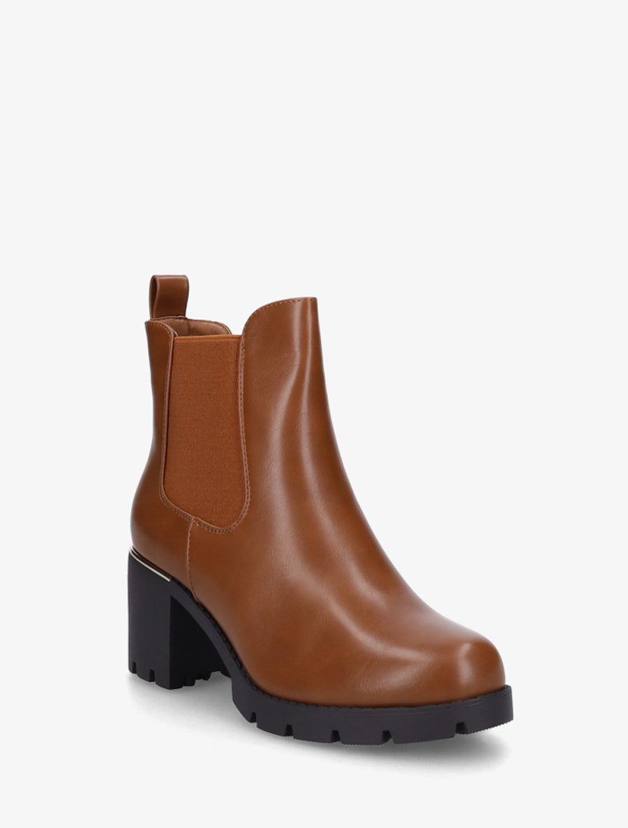 Bottines à cheville élastiquée - Camel - 2