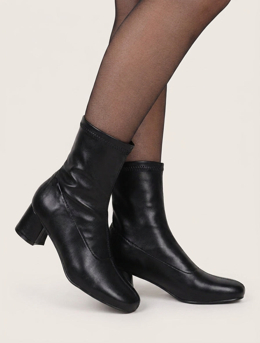 Botines de imitación estilo calcetín - Negro
