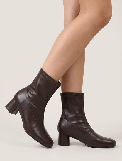 Botines de imitación estilo calcetín - Marrón