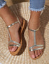 Nu-pieds en simili bride en T - Or - 1