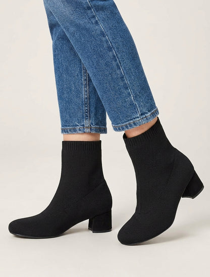 Botines estilo calcetín de tejido acanalado - Negro