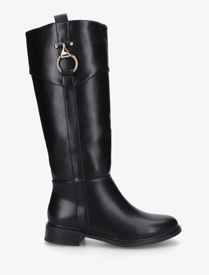 Bottes en simili à empiècement métal - Noir - 1