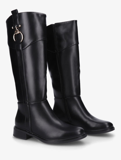 Bottes en simili à empiècement métal - Noir - 4