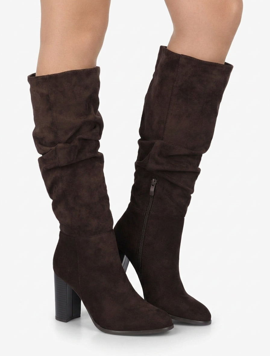 Botas plisadas de ante - Marrón