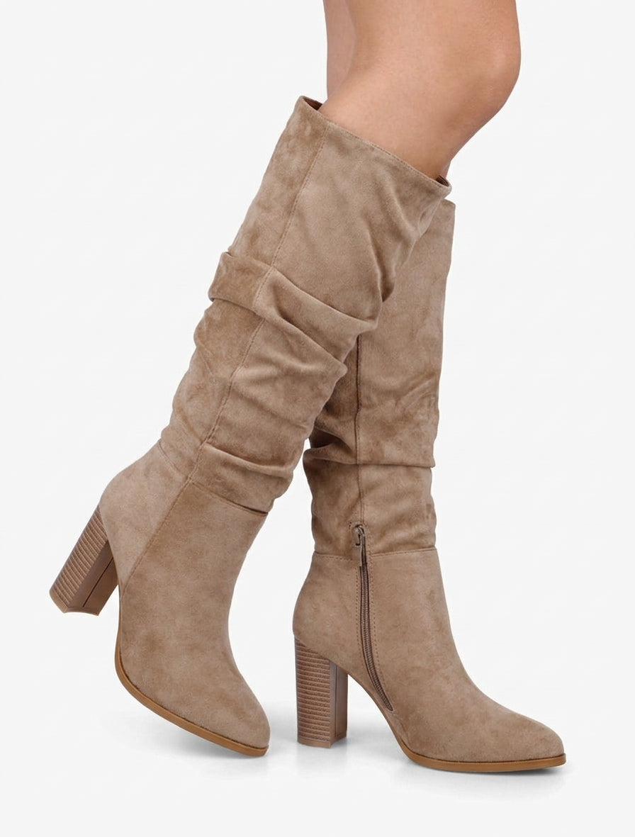 Botas plisadas de ante - Beis