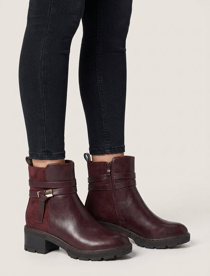 Botines de imitación y ante - Burdeos