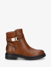 Bottines en simili à empiècement en suédine - Camel - 1