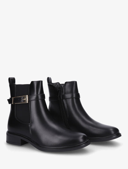 Bottines en simili à cheville élastiquée - Noir - 4
