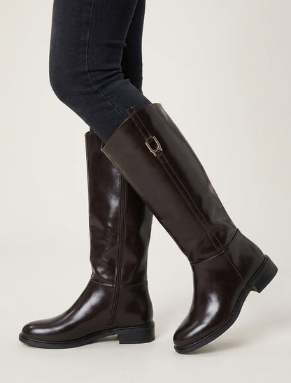 Botas de imitación estilo ecuestre - Marrón