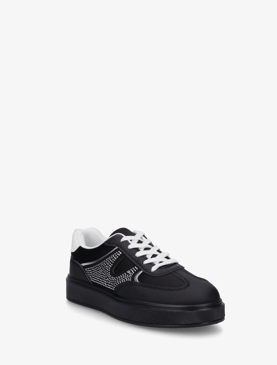 Sneakers à strass et tissu nacré - Noir - 2
