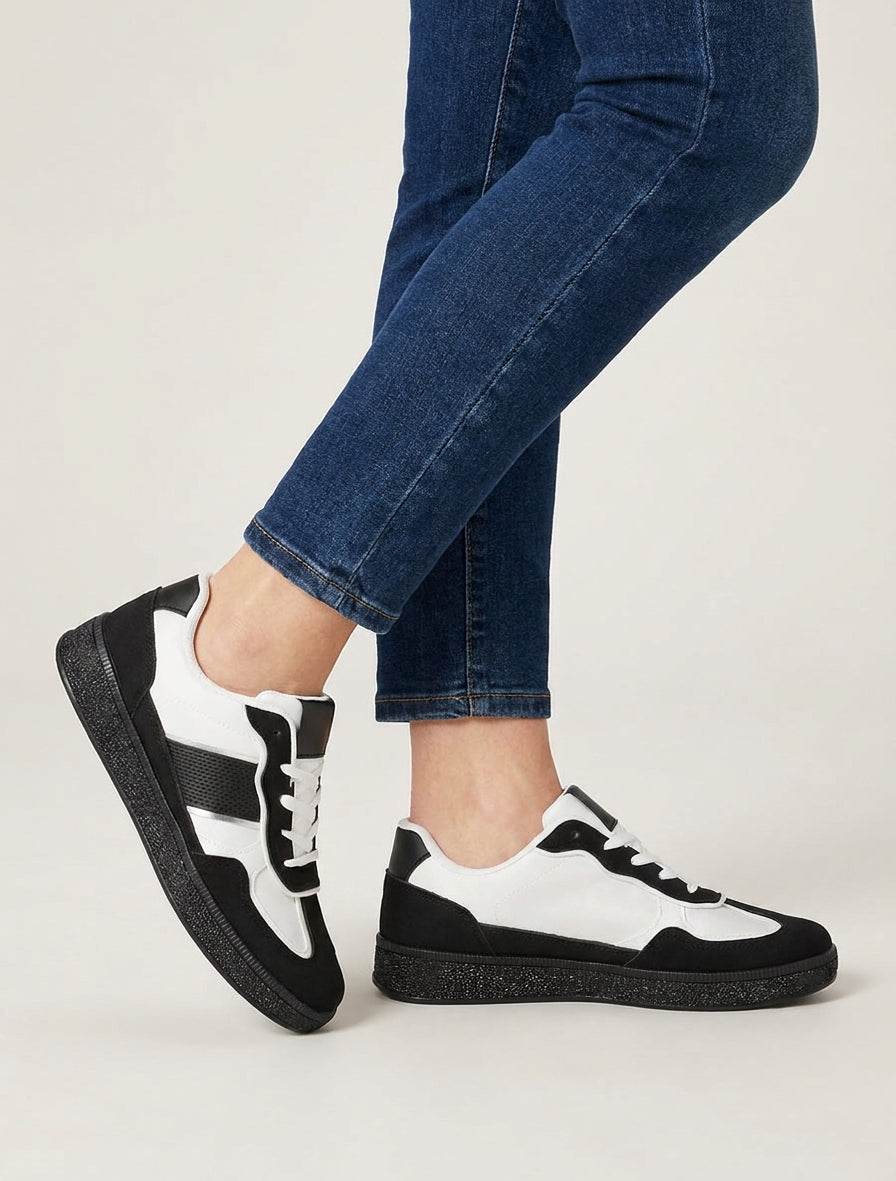 Zapatillas de imitación con contrafuerte contrastante - Negro