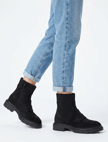 Botines de ante estilo mocasín - Negro