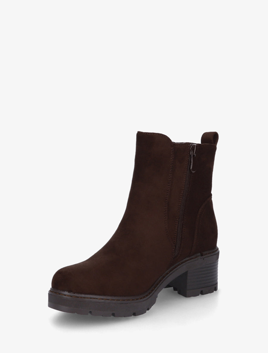 Bottines à talon en suédine - Chocolat - 3