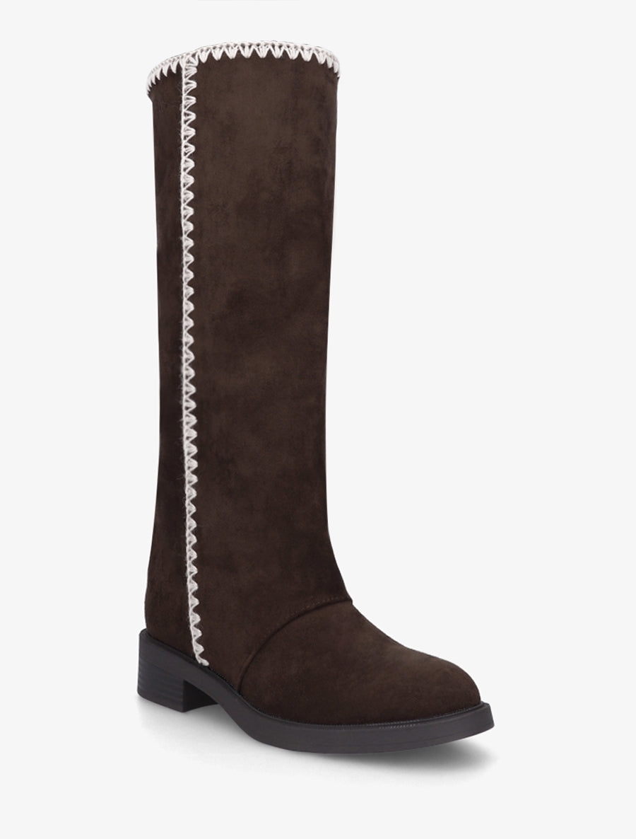 Bottes suédine brodées - Chocolat - 2