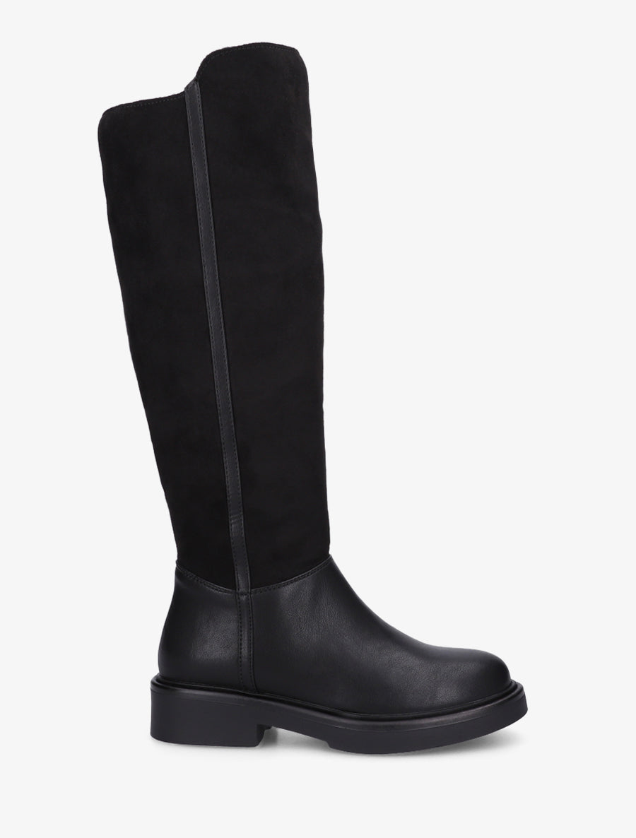 Bottes fourrées en suédine et simili - Noir - 1