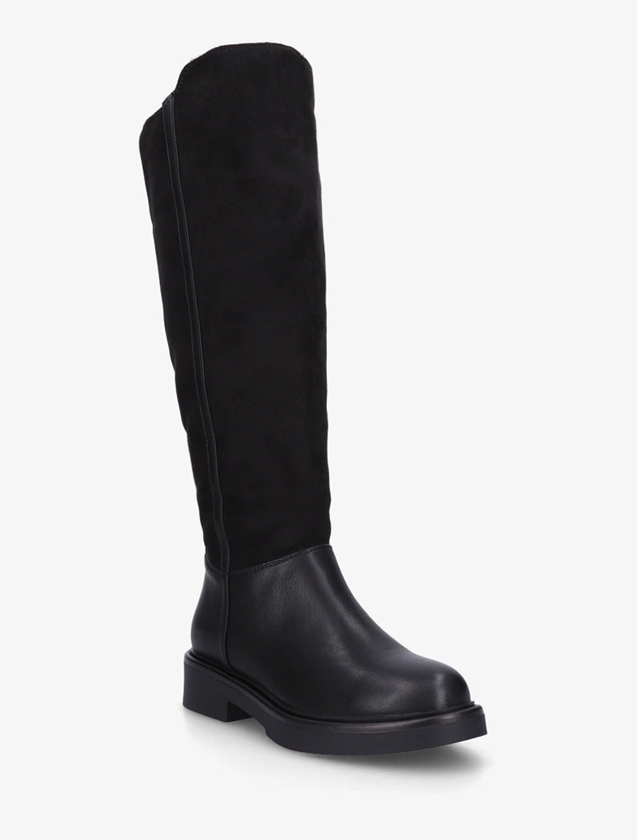 Bottes fourrées en suédine et simili - Noir - 2