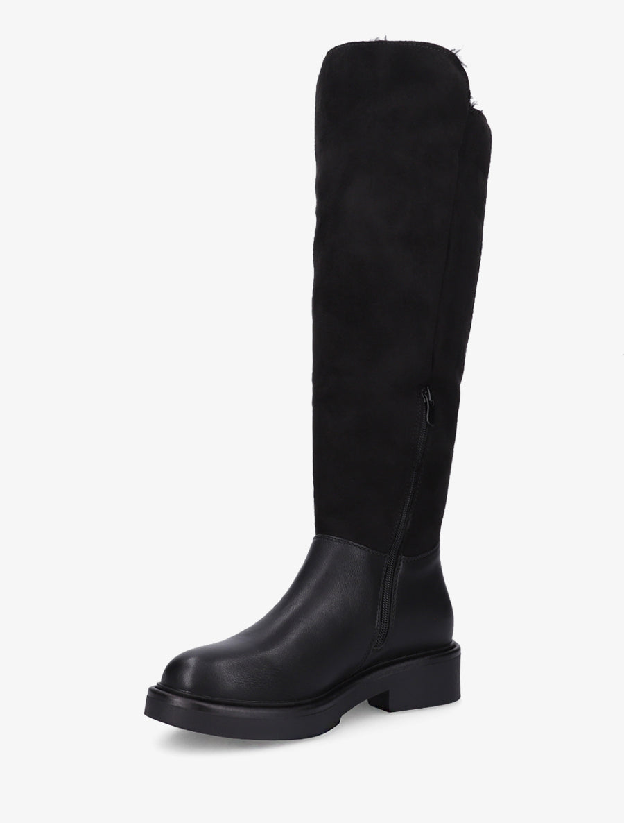 Bottes fourrées en suédine et simili - Noir - 3