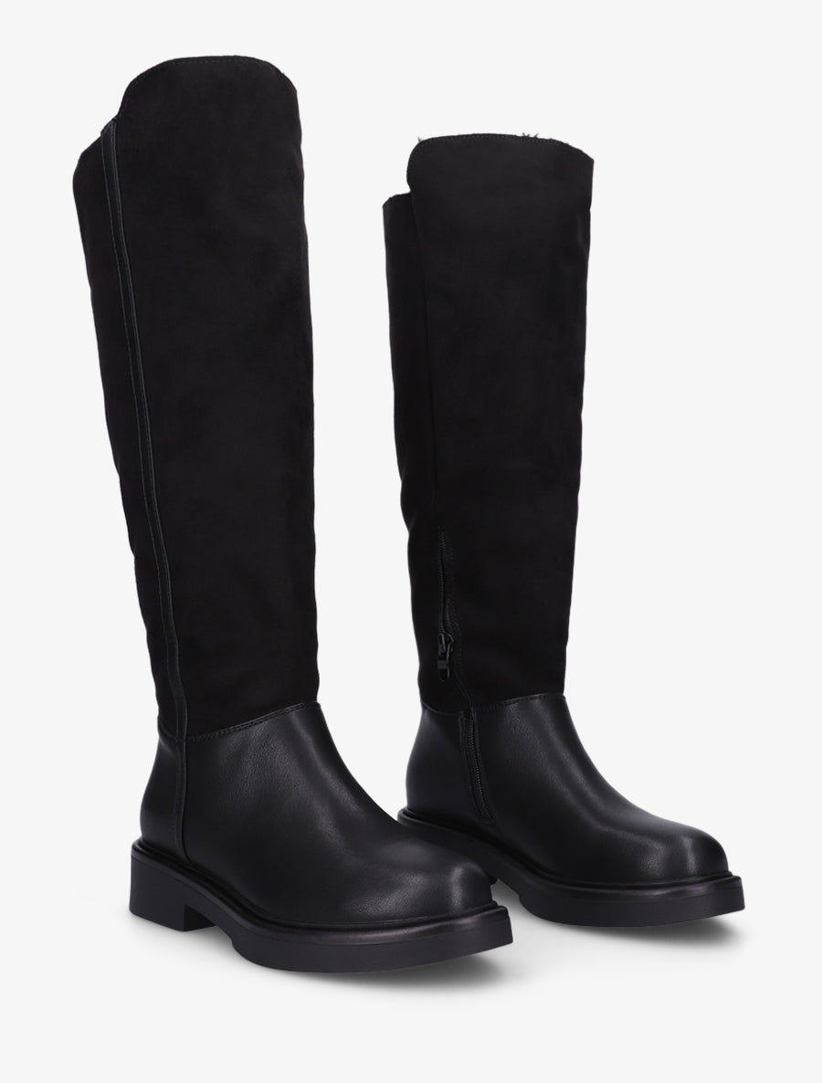Bottes fourrées en suédine et simili - Noir - 4