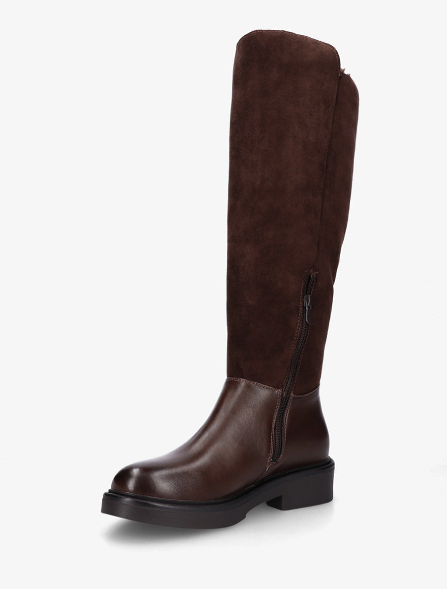 Bottes fourrées en suédine et simili - Marron - 3