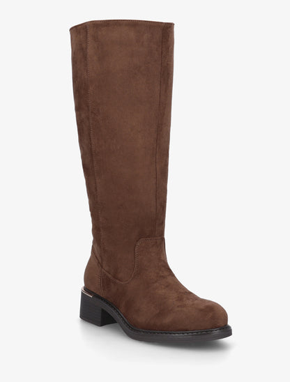 Bottes cavalières en suédine - Marron - 2