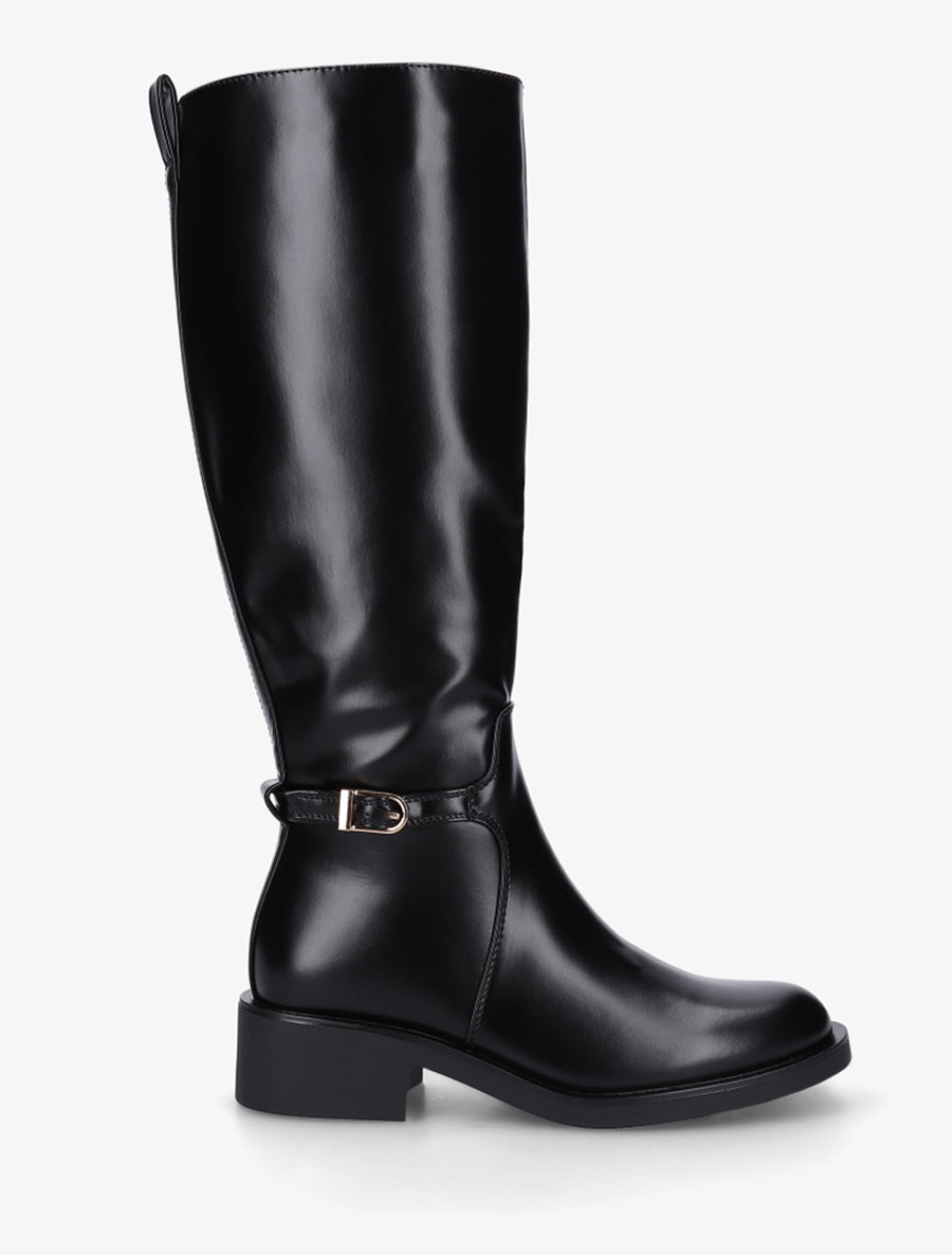 Bottes cavalières à boucle décorative - Noir - 1