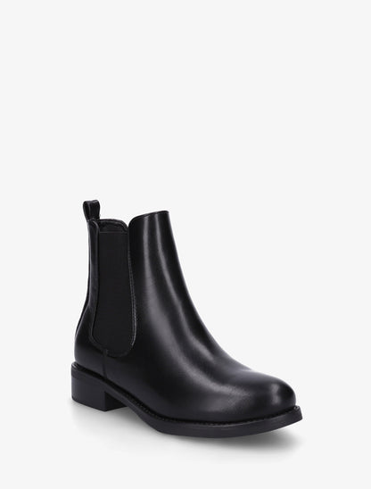 Bottines en simili à cheville élastiquée - Noir - 2