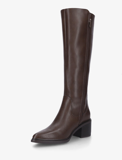 Bottes élastiquées en simili à bouts pointus - Marron - 3
