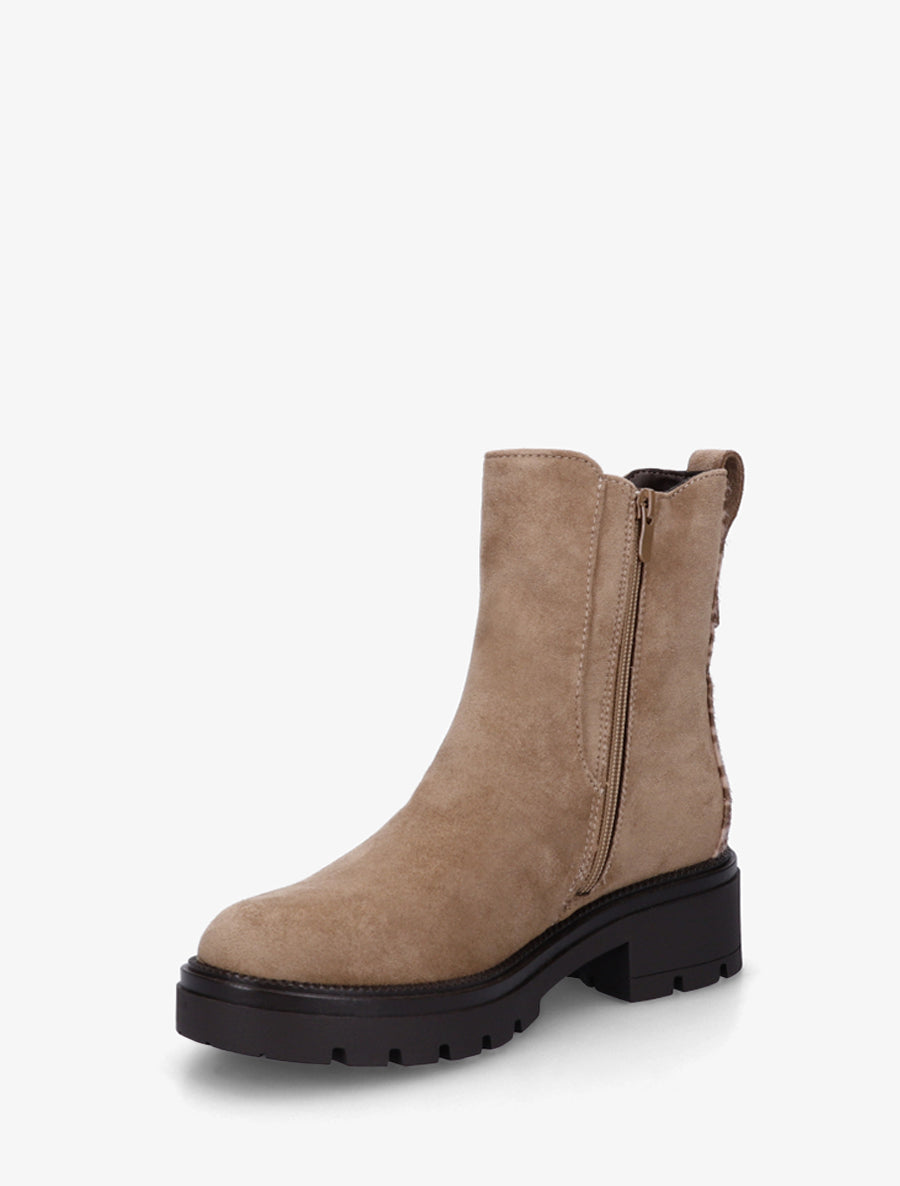 Bottines suédine contrefort tacheté - Taupe - 3