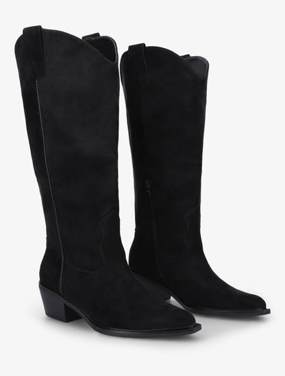 Bottes en suédine style santiags - Noir - 4