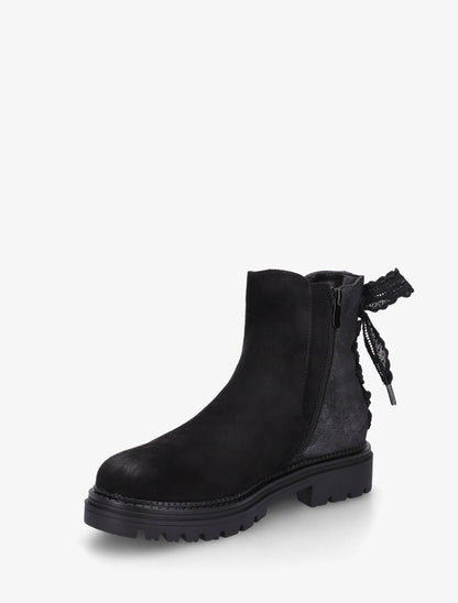 Bottines à contrefort irisé et detail lacet en crochet - Noir - 3