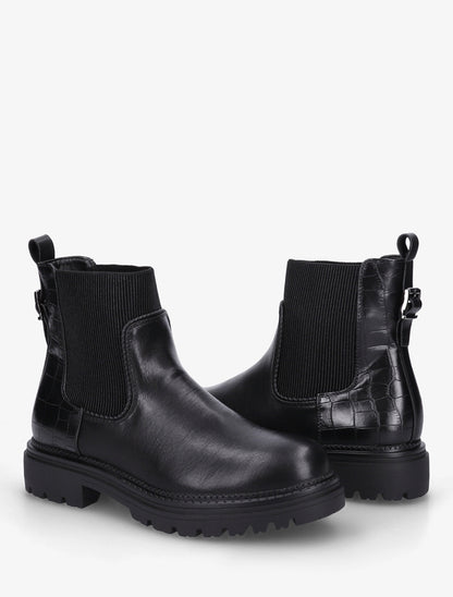 Bottines chelsea simili contrefort croco - Noir - 4