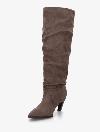 Bottes plissées en suédine à enfiler - Taupe foncé - 3